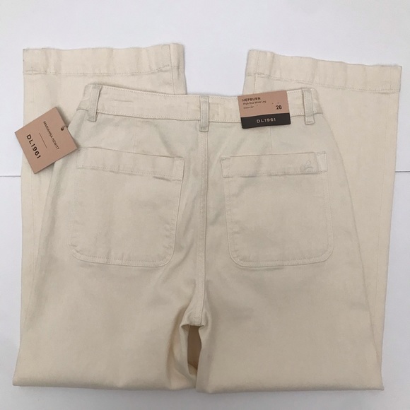 Like New | DL1961 Anthropologie Hepburn Cropped Wide-Leg Jeans in Cream - Picture 12 of 13